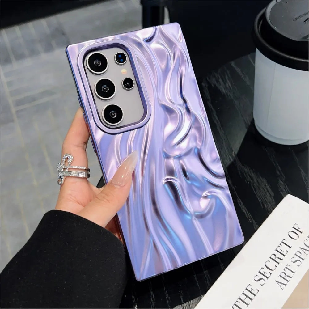 Matte 3D Fold Texture Shockproof Case For Samsung