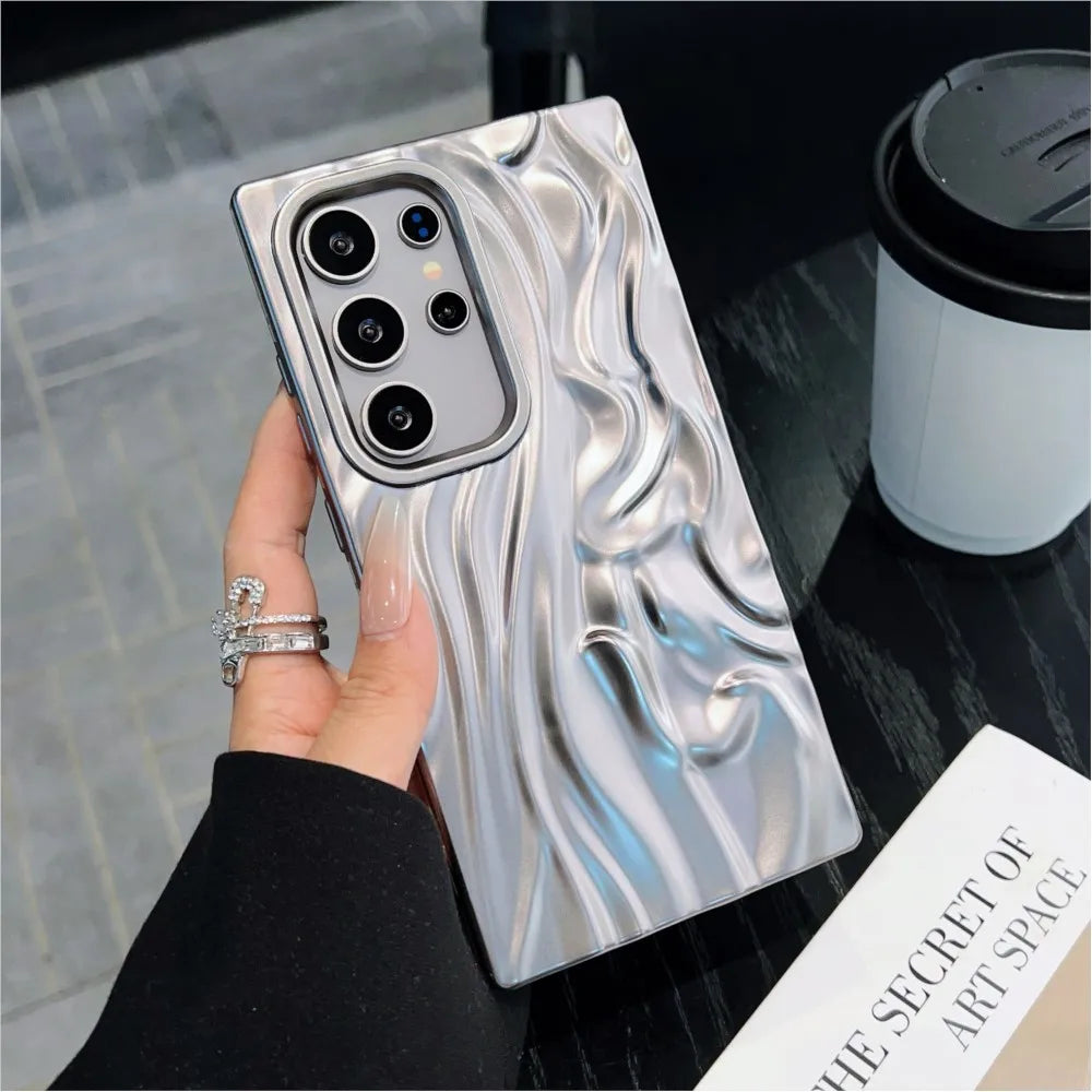 Matte 3D Fold Texture Shockproof Case For Samsung
