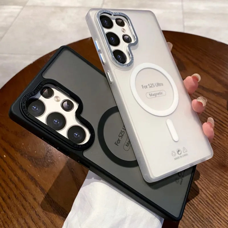 Matte Clear Magsafe Magnetic Wireless Charge Case for Samsung