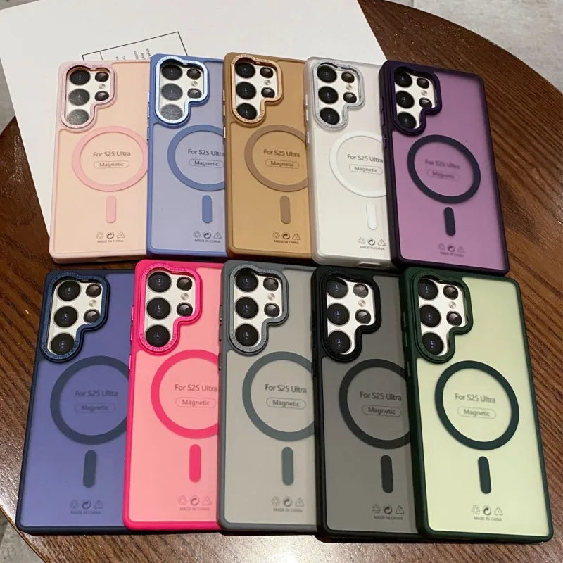 Matte Clear Magsafe Magnetic Wireless Charge Case for Samsung