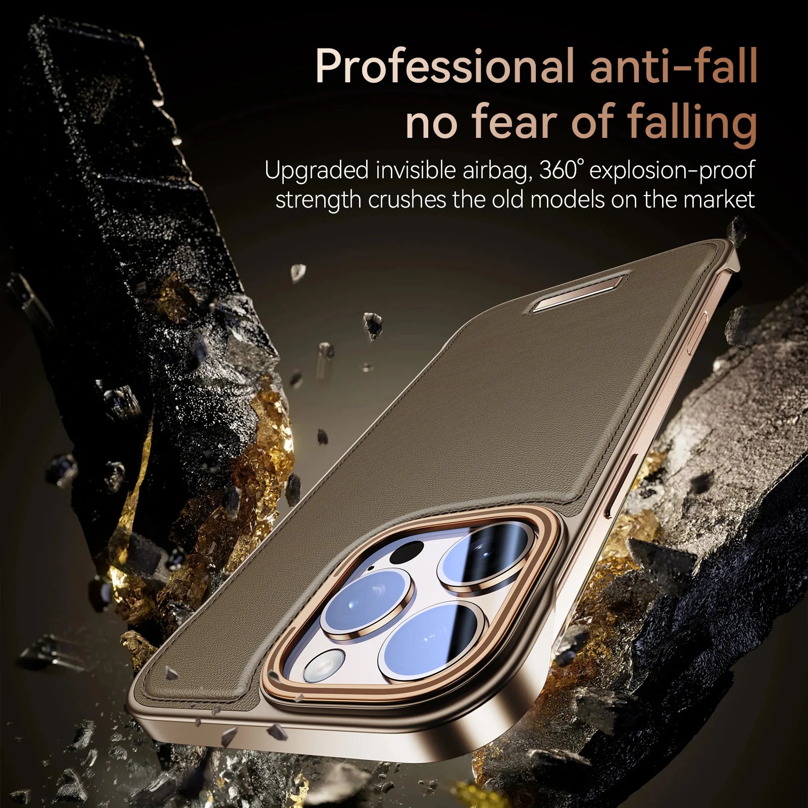 Luxury Shockproof No Borders Leather Case For iPhone