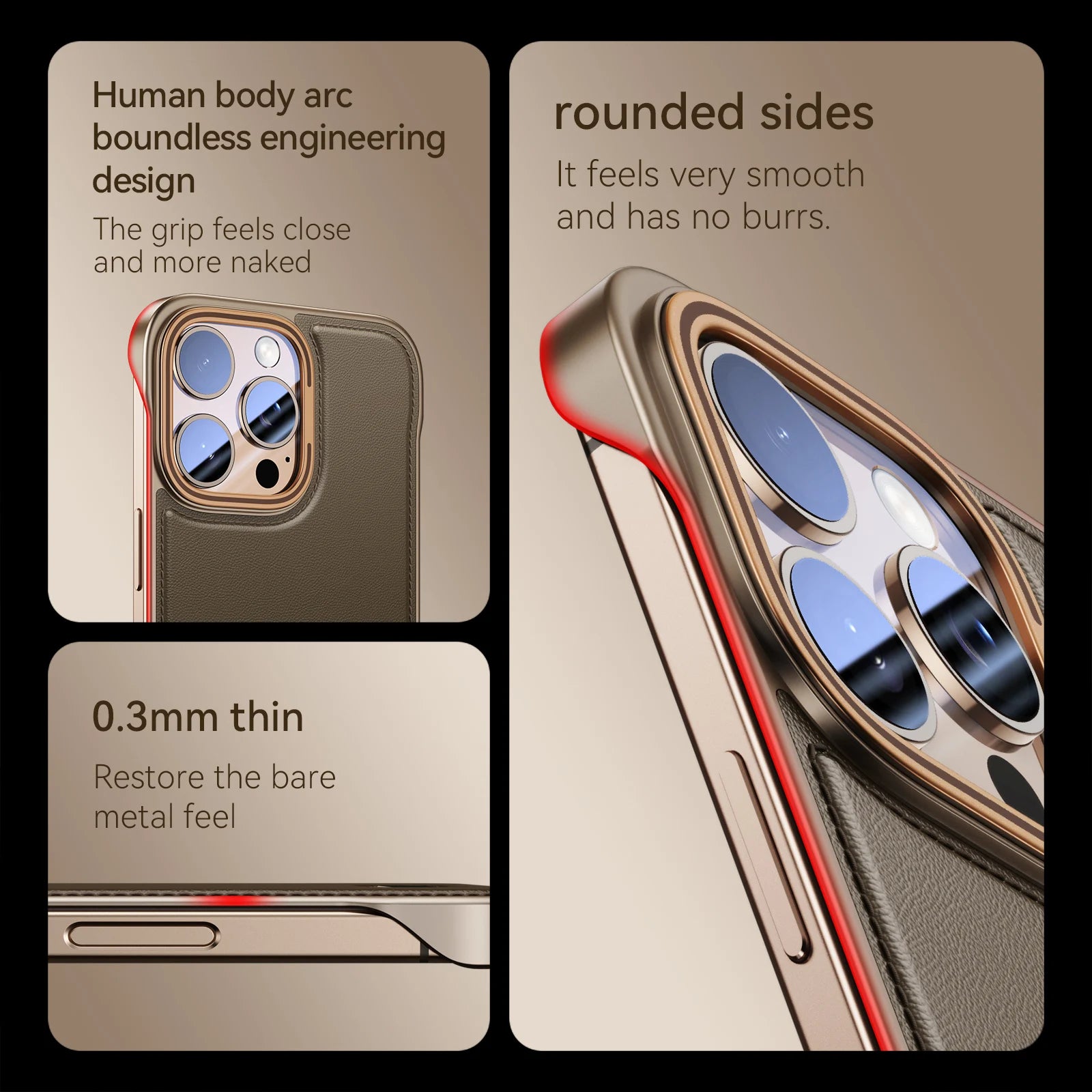 Luxury Shockproof No Borders Leather Case For iPhone