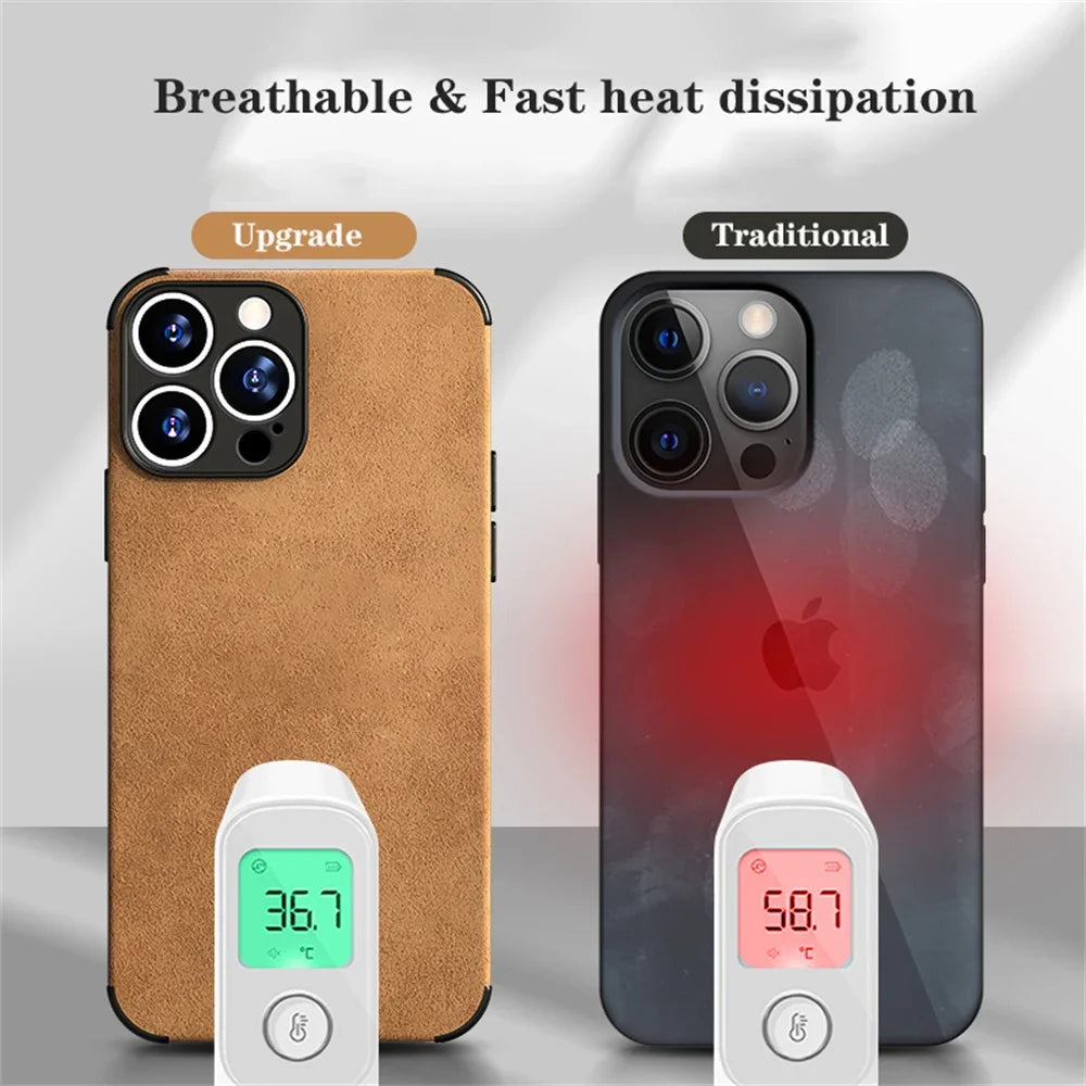 Luxury Shockproof Matte  Soft Fabric Vintage  Case for IPhone