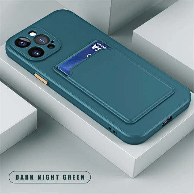 Luxury Soft Silicone Wallet Case Funda For iPhone  Card Holder Slot Back Cover Protective Accessories