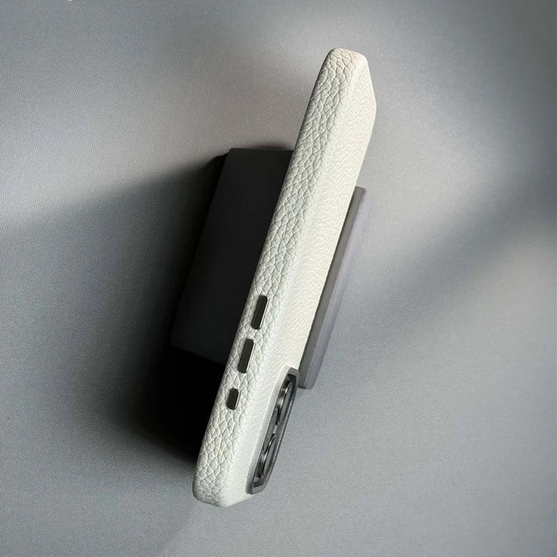 Wireless Charging MagSafe Leather Alloy Lens Protective Hard Case For iPhone