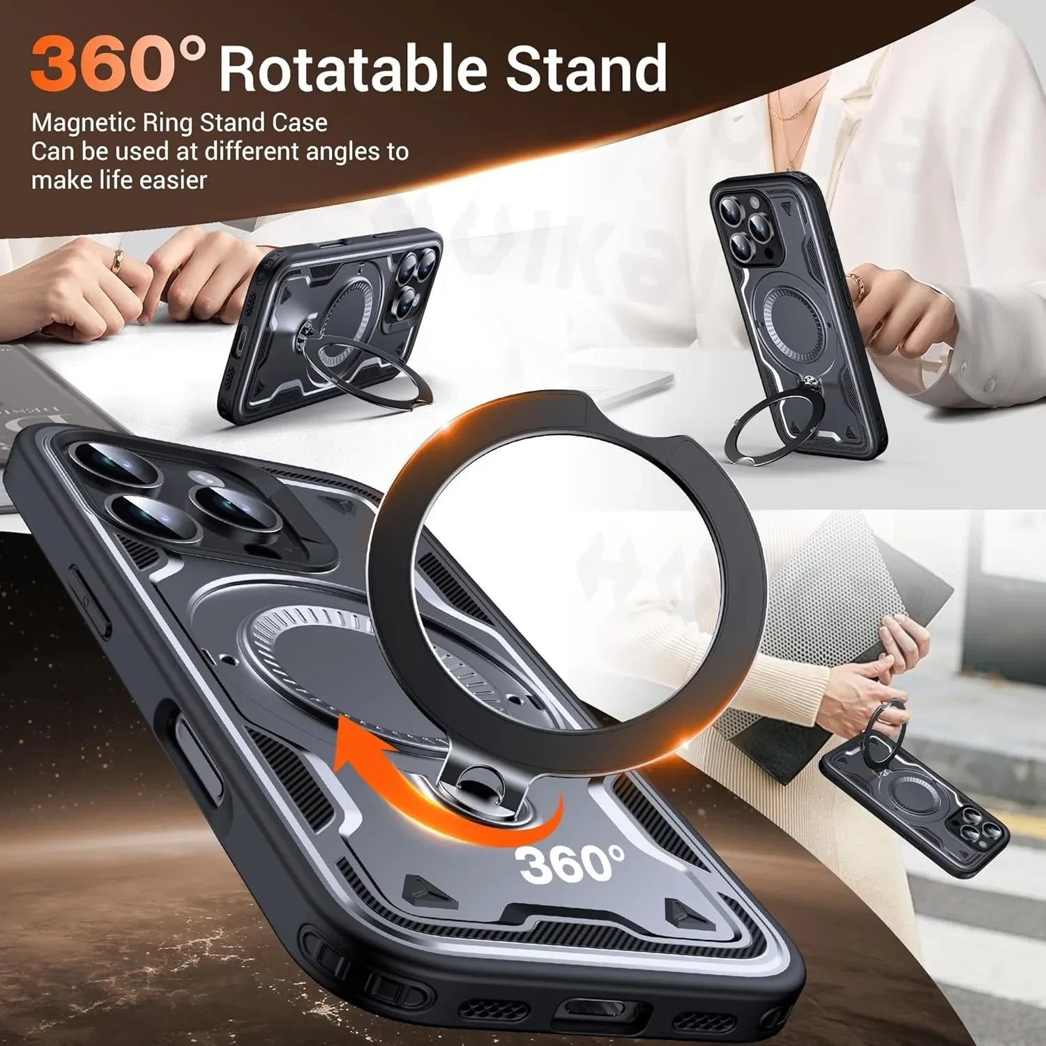 MagSafe  Magnetic Upgrade Rotatable Stand Case For  iPhone