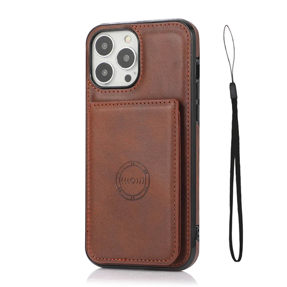 Magnetic Flip Wallet Credit Card Holder Leather Cover For iPhone