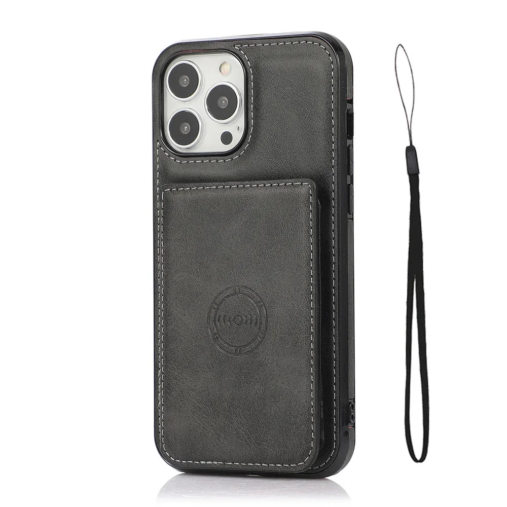 Magnetic Flip Wallet Credit Card Holder Leather Cover For iPhone