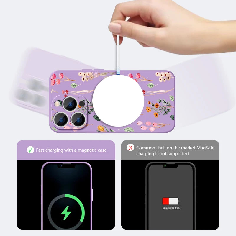 Magsafe Magnetic Flowers Case For iPhone