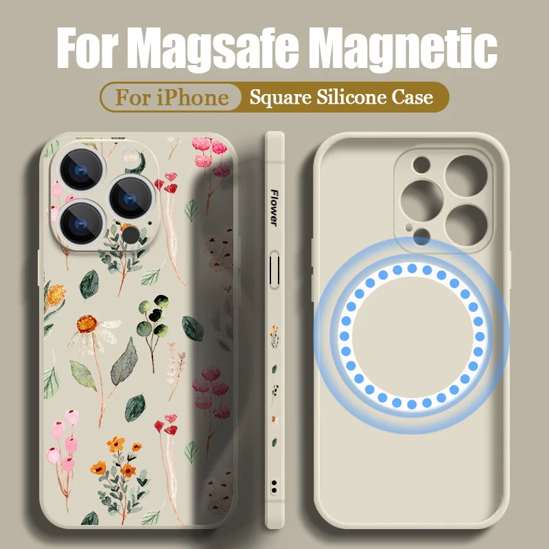 Magsafe Magnetic Flowers Case For iPhone