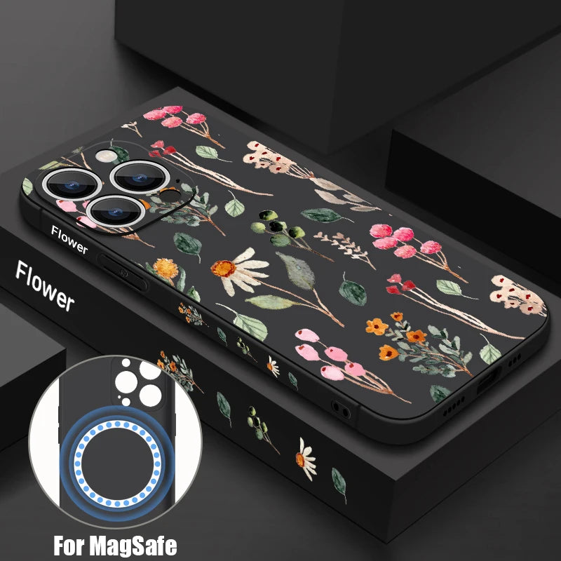 Magsafe Magnetic Flowers Case For iPhone
