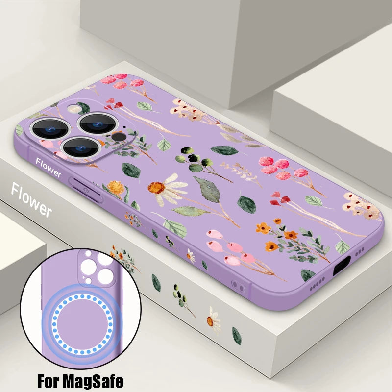 Magsafe Magnetic Flowers Case For iPhone