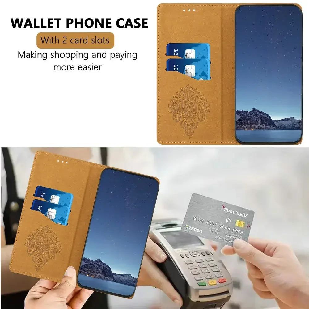 Magnetic Leather Flip Wallet Case for Samsung