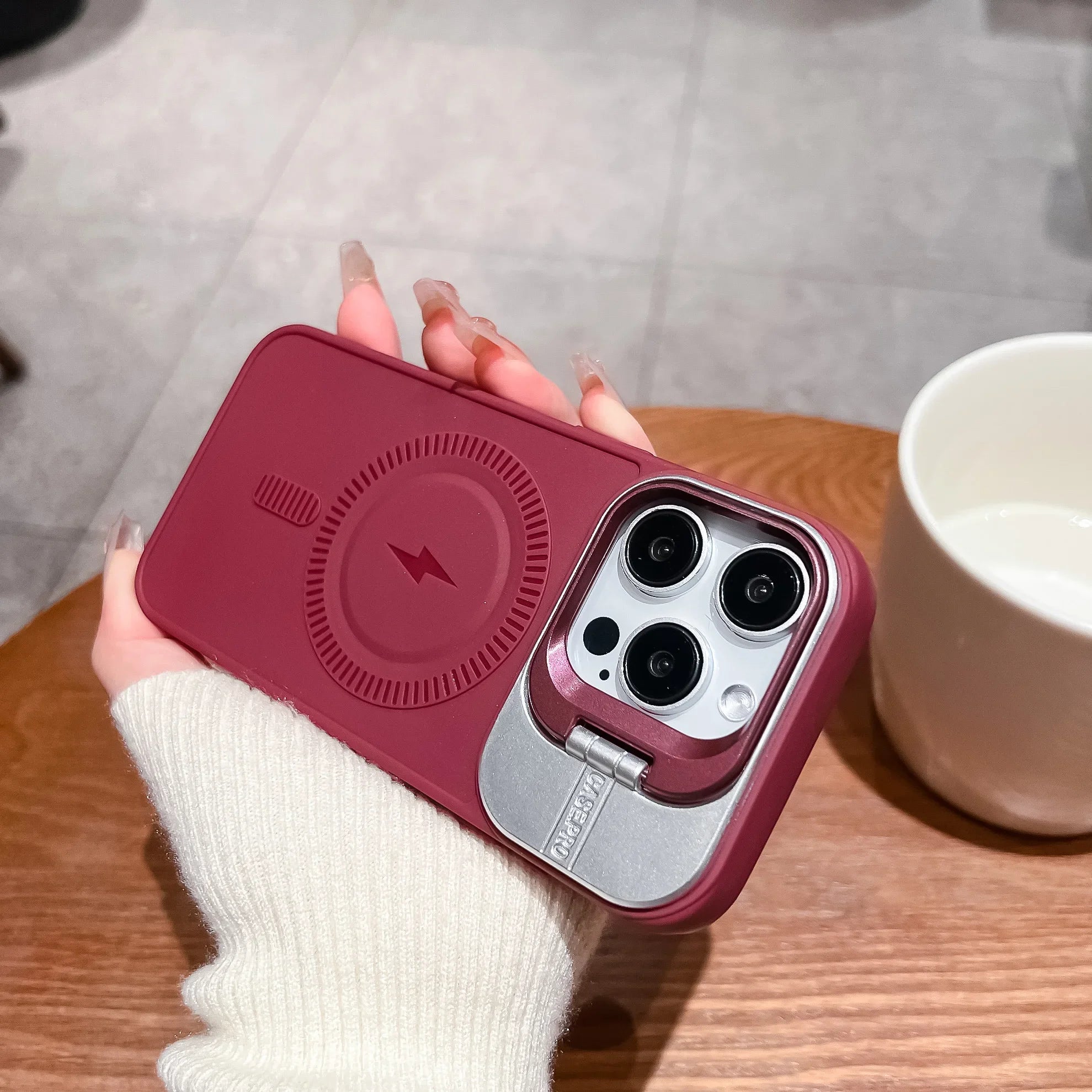 Frosted Magsafe Magnetic Lens Holder Case For iPhone