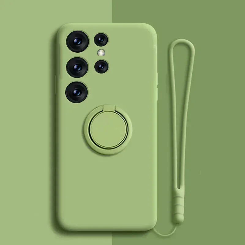 Magnetic Ring Holder and Strap Silicone Case for Samsung