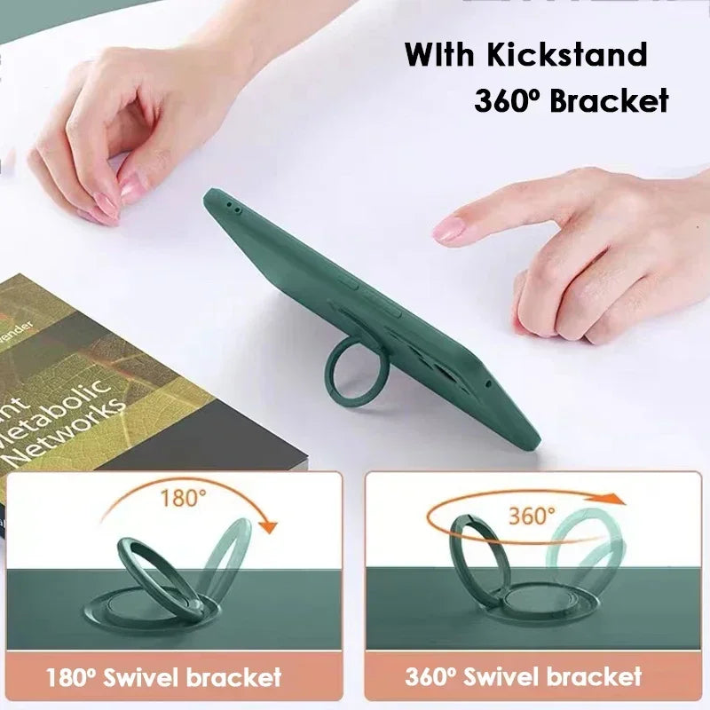 Magnetic Ring Holder and Strap Silicone Case for Samsung