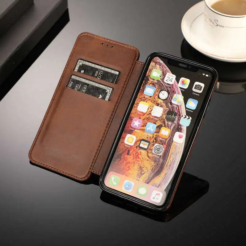 Magnetic Wallet  Card Holder Leather Flip  Case for iPhone