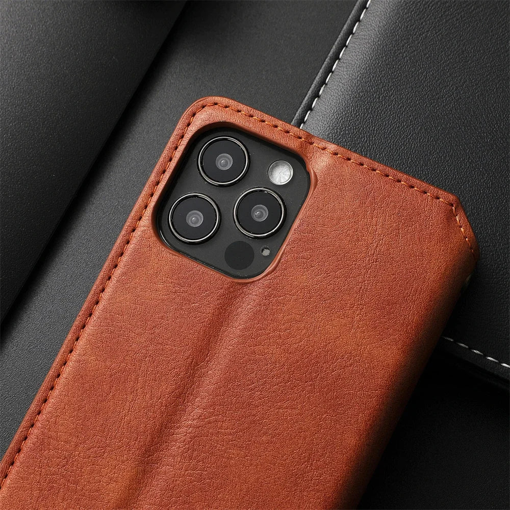 Magnetic Wallet  Card Slots Flip Leather Case For iPhone