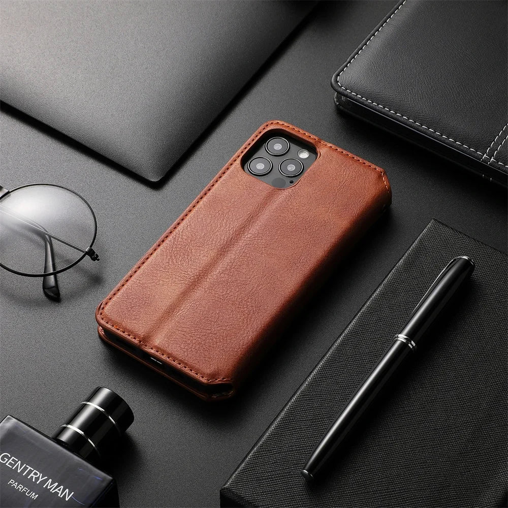 Magnetic Wallet  Card Slots Flip Leather Case For iPhone
