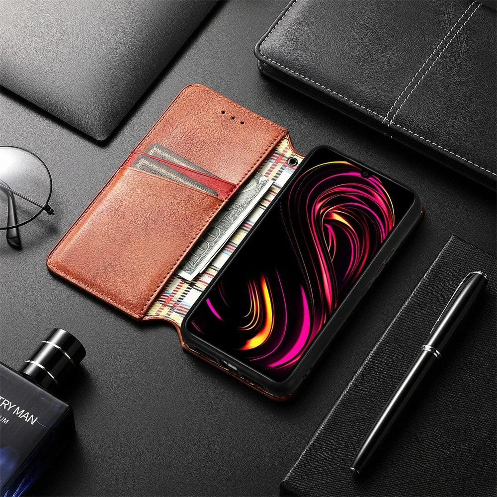Magnetic Wallet  Card Slots Flip Leather Case For iPhone