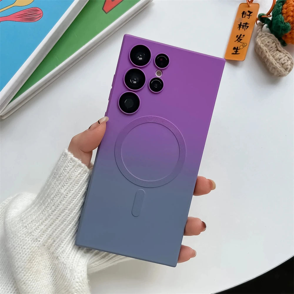 Magsafe Magnetic Gradient Liquid Silicone  Case for Samsung