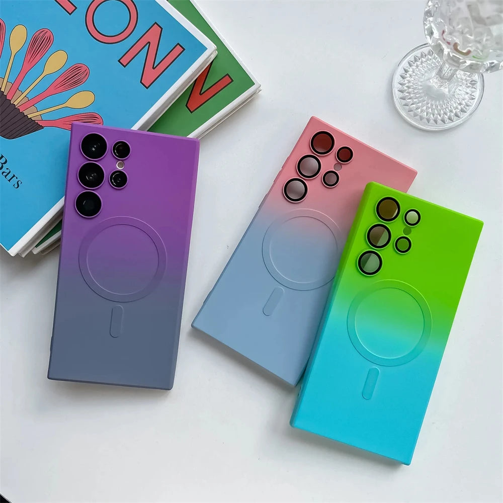 Magsafe Magnetic Gradient Liquid Silicone  Case for Samsung
