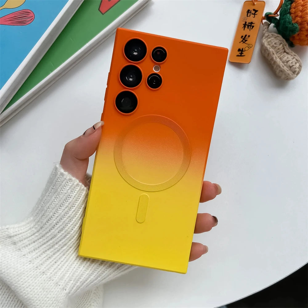 Magsafe Magnetic Gradient Liquid Silicone  Case for Samsung