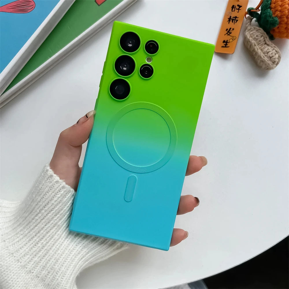 Magsafe Magnetic Gradient Liquid Silicone  Case for Samsung