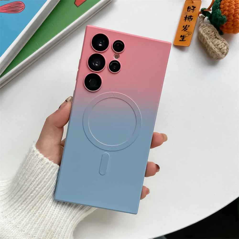 Magsafe Magnetic Gradient Liquid Silicone  Case for Samsung