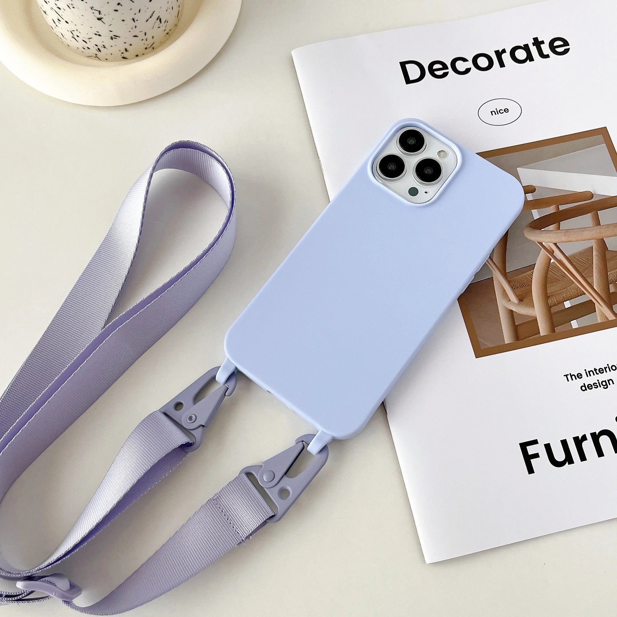 Matte Soft Silicone Crossbody Case For iPhone