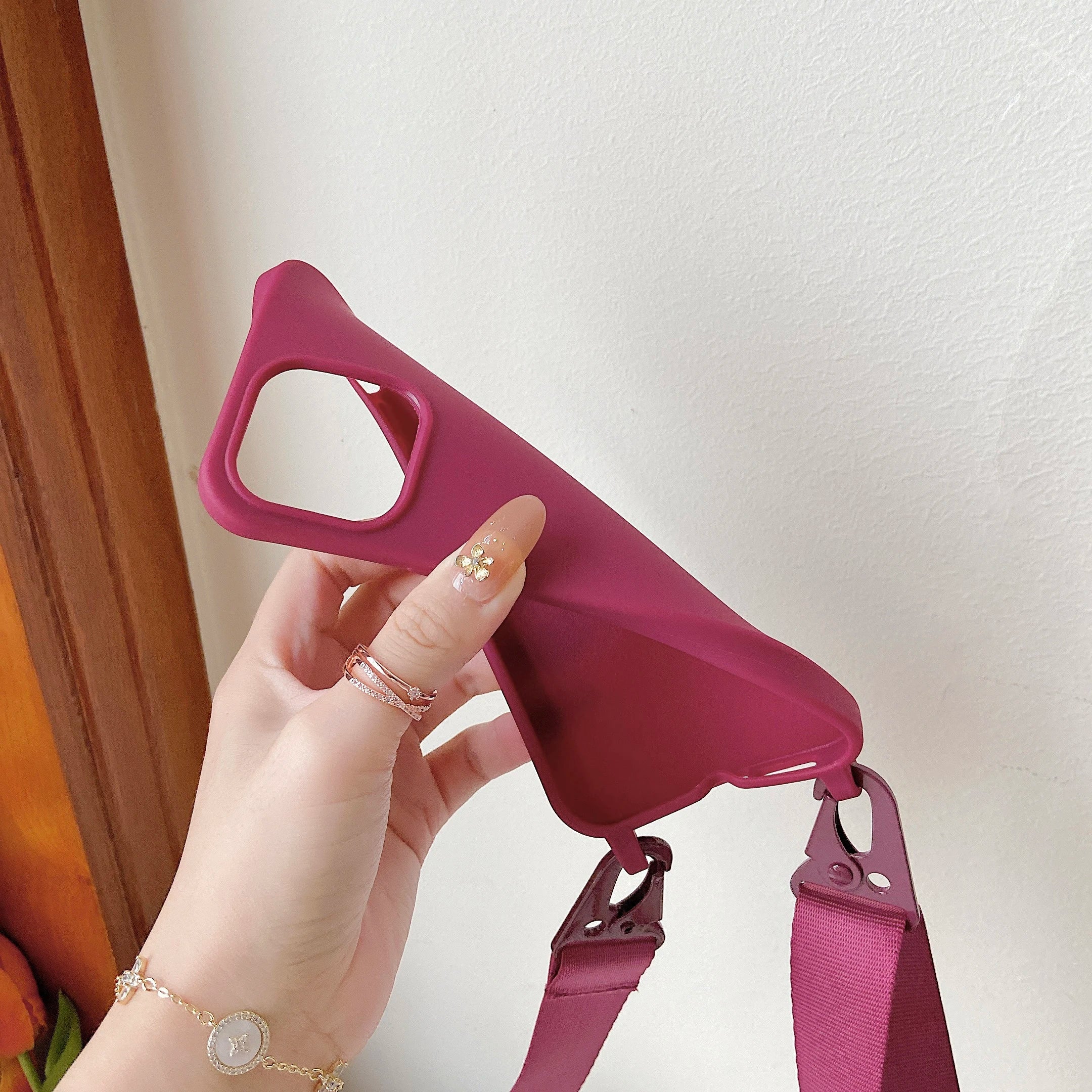 Matte Soft Silicone Crossbody Case For iPhone