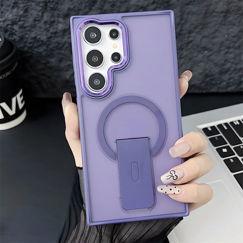 Matte Magsafe Magnetic Holder Stand Shockproof Case For Samsung