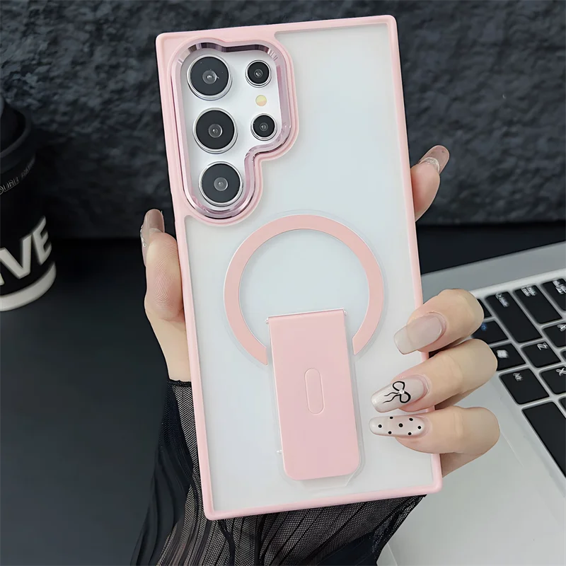 Matte Magsafe Magnetic Holder Stand Shockproof Case For Samsung