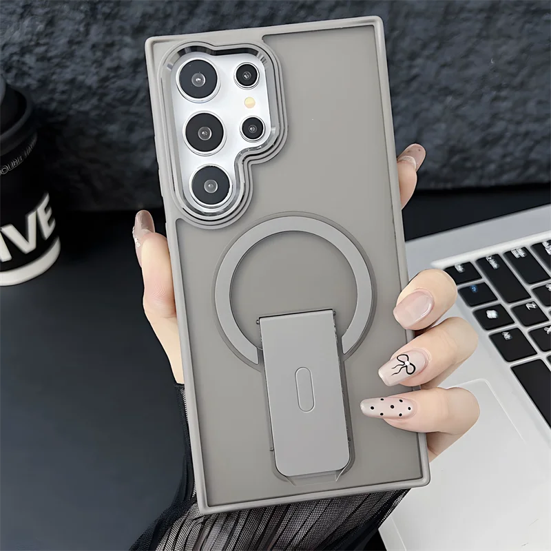 Matte Magsafe Magnetic Holder Stand Shockproof Case For Samsung