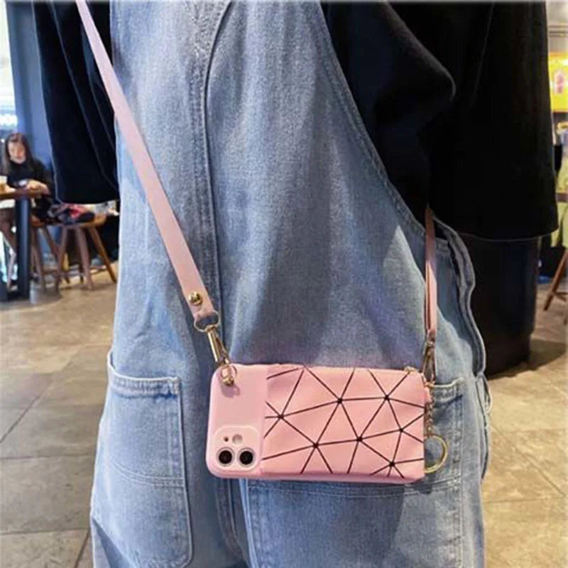 Crossbody anti-fall wallet silicone case for iPhone