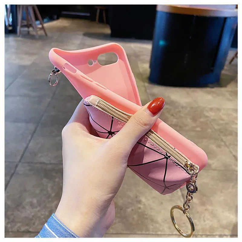 Crossbody anti-fall wallet silicone case for iPhone