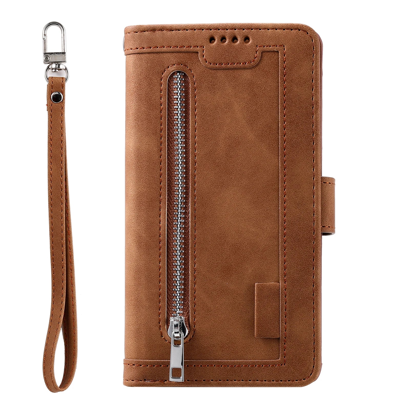 Multicard Solt Zipper Flip Leather Wallet Case For iPhone