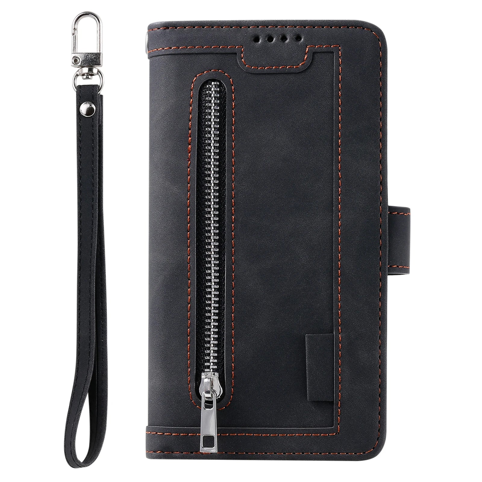 Multicard Solt Zipper Flip Leather Wallet Case For iPhone