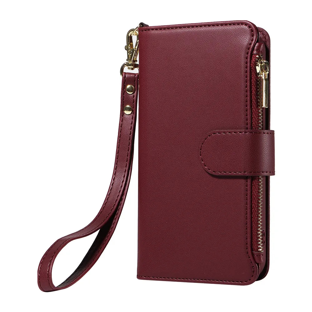Flip Wireless Charging Leather Wallet Case For iPhone