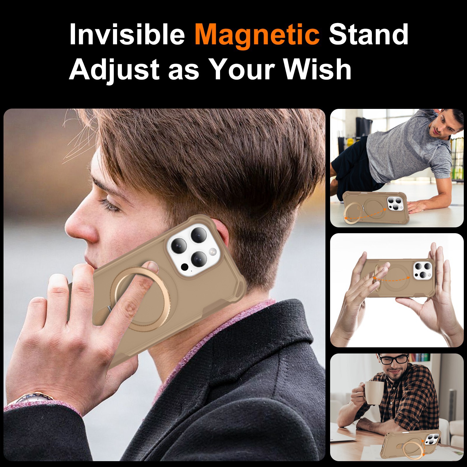 Magsafe Gear Magnetic Bracket Shockproof Armor Case For iPhone