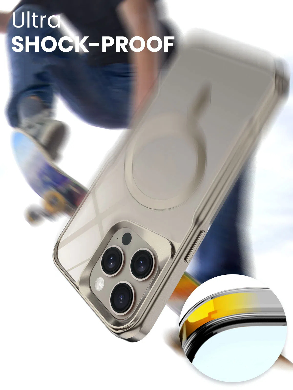 Magsafe Magnetic Plating Frame Transparent Armor Case For iPhone