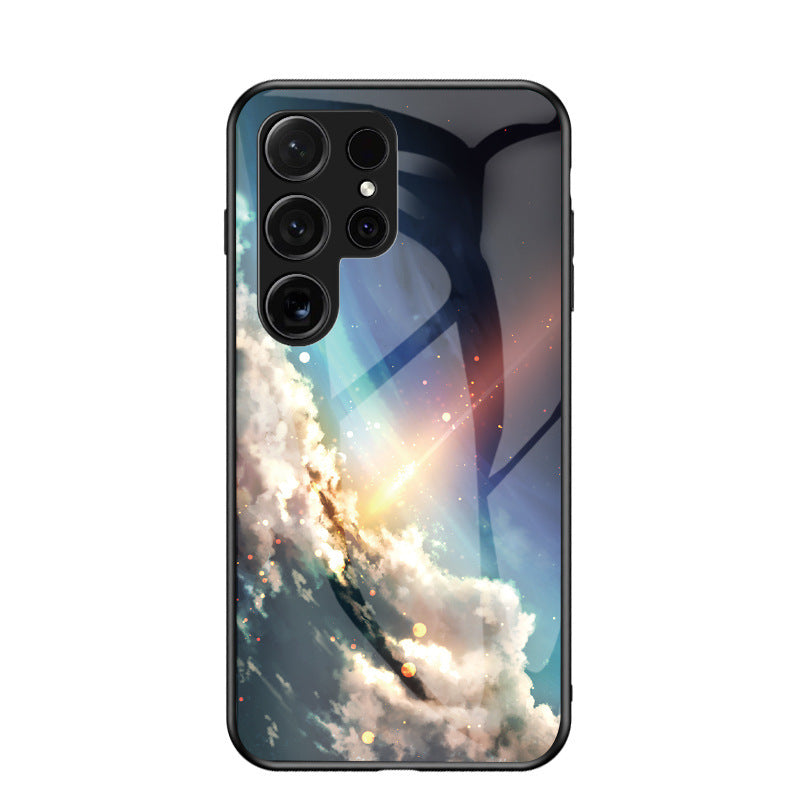 Starry sky painted glass soft edge case for Samsung