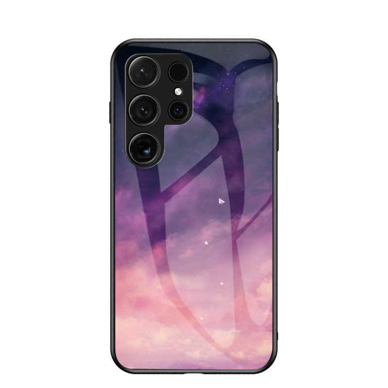 Starry sky painted glass soft edge case for Samsung
