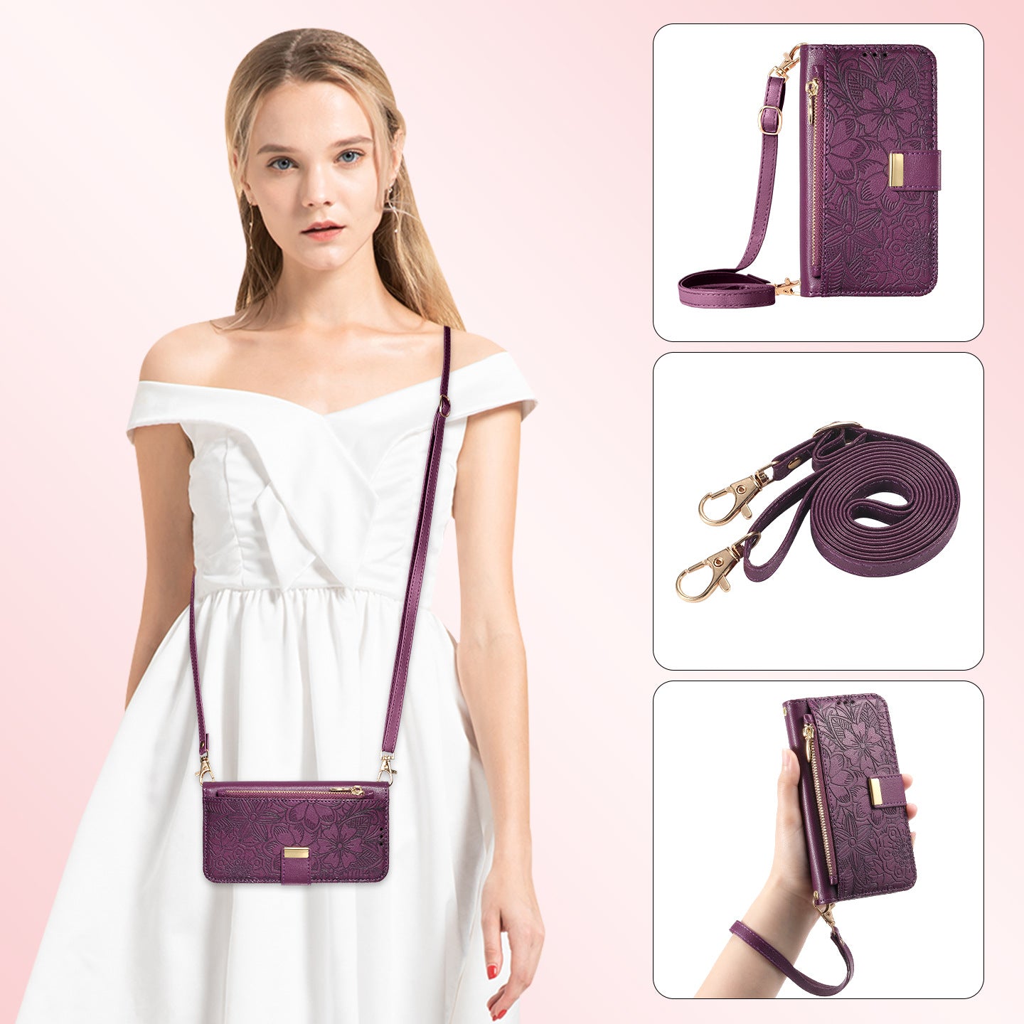 Printed Leather Wallet Case for iPhone