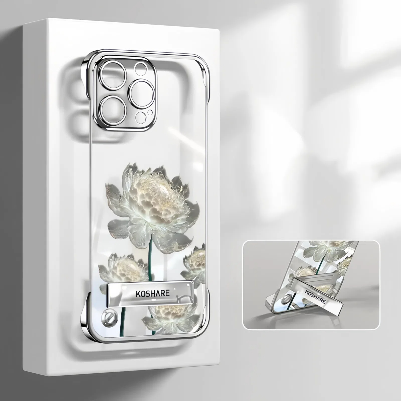 Flower borderless stand phone case For iPhone