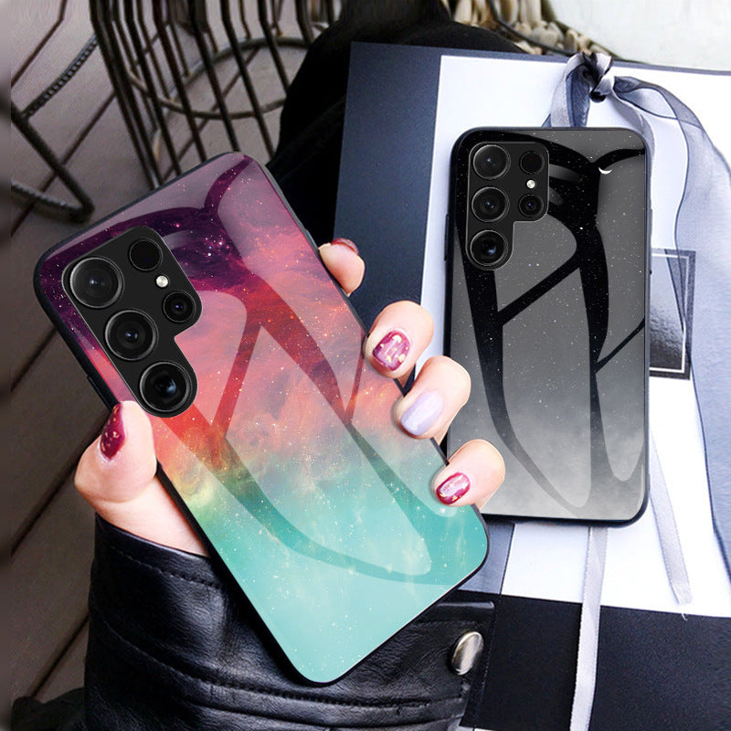 Starry sky painted glass soft edge case for Samsung