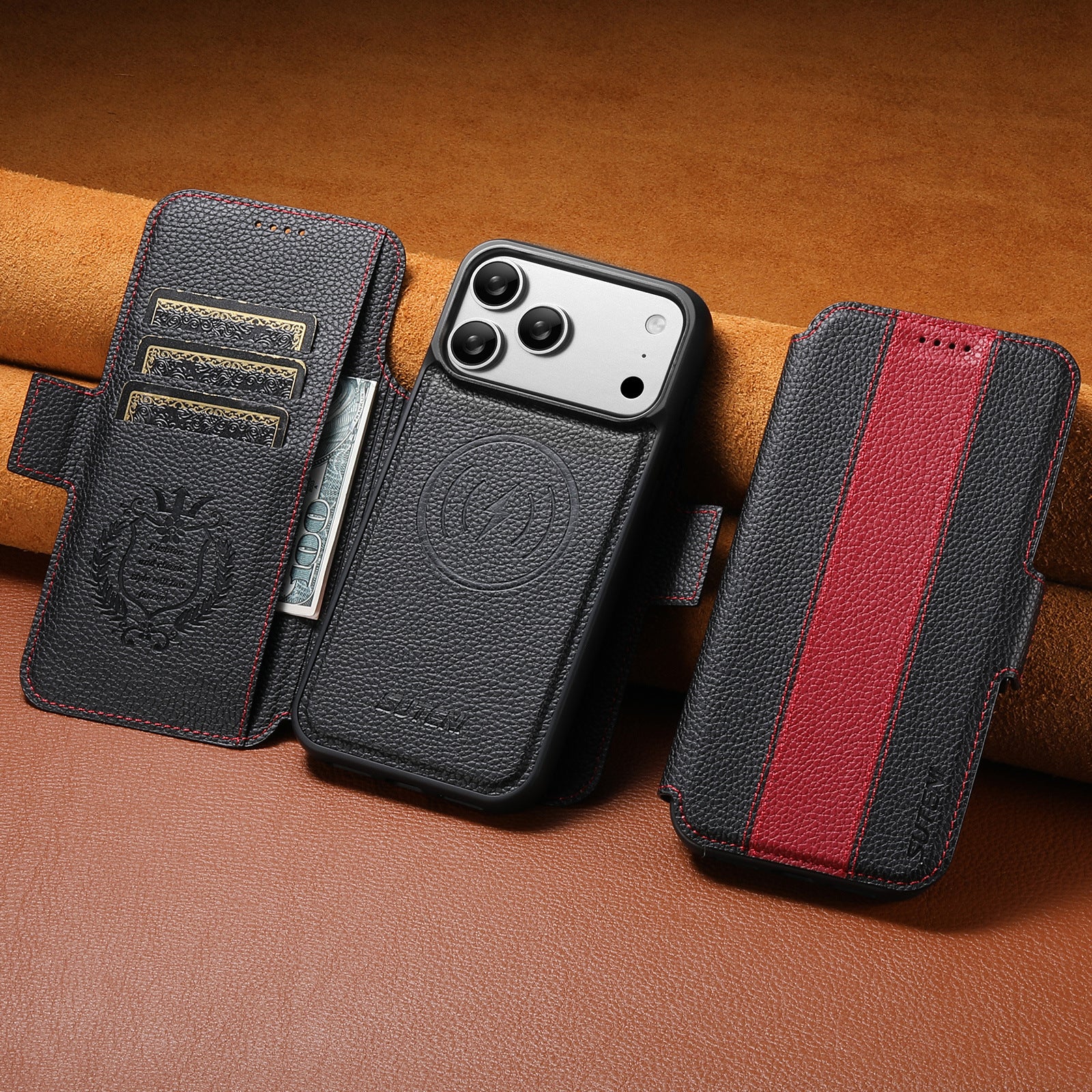 Magsafe magnetic 2-in-1 flip wallet case For iPhone