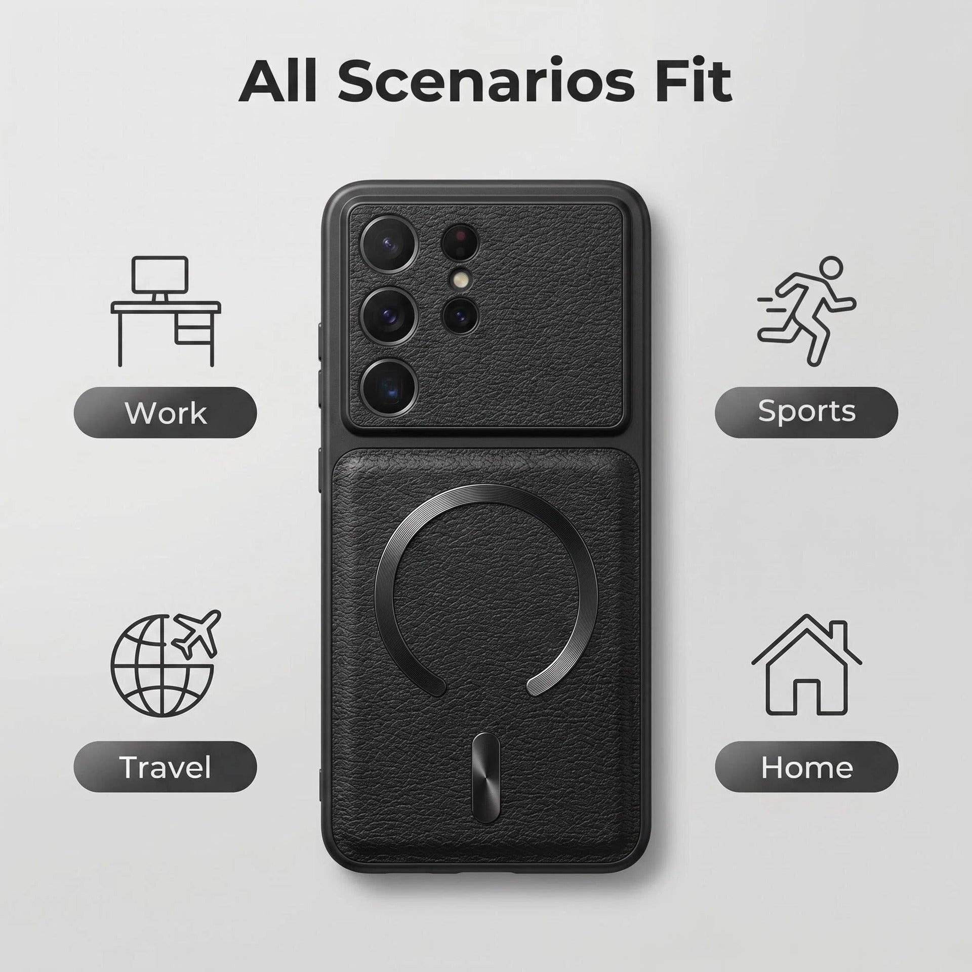 Lychee Pattern Magnetic Anti-Fingerprint Case for Samsung