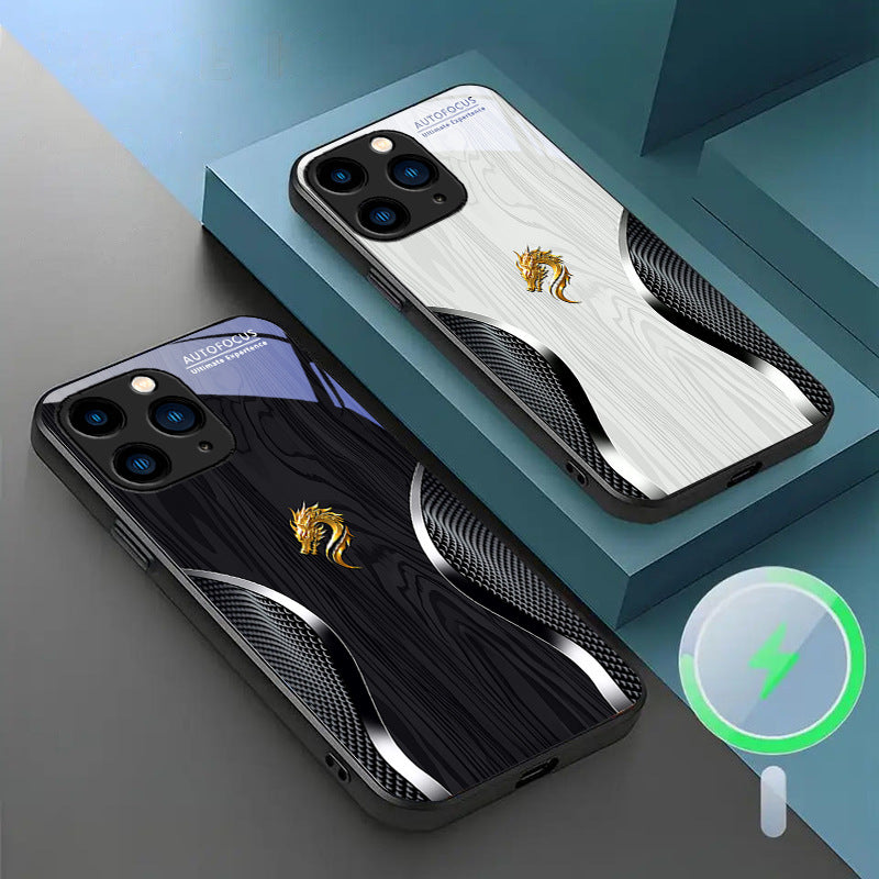 Magsafe Dragon Spirit Wood Grain Case For iPhone