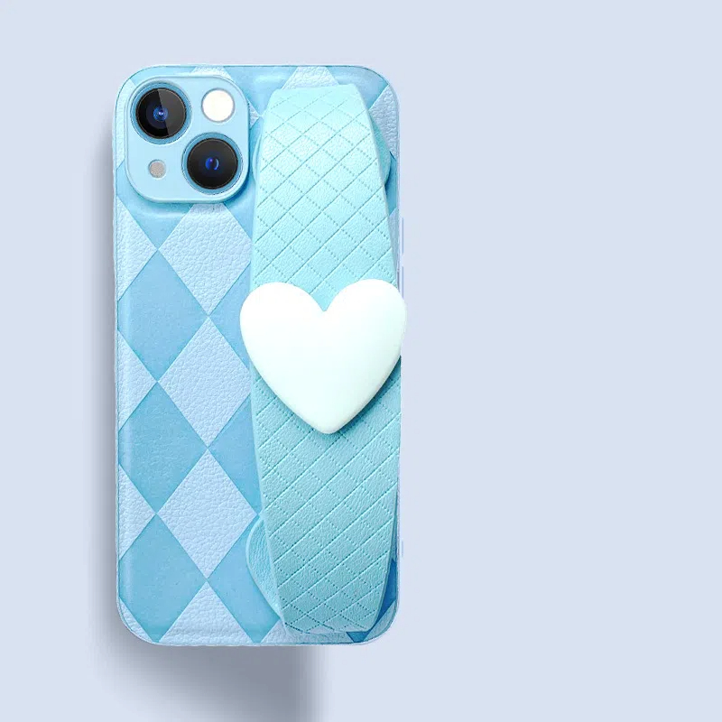 Rhombus Heart Wristband Crossbody Case for IPhone